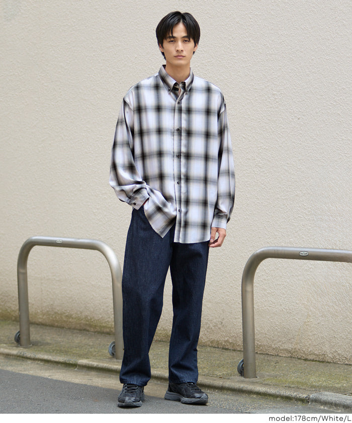 セール☆2490円→1490円TRマドラスチェック長袖シャツ メンズ メール便