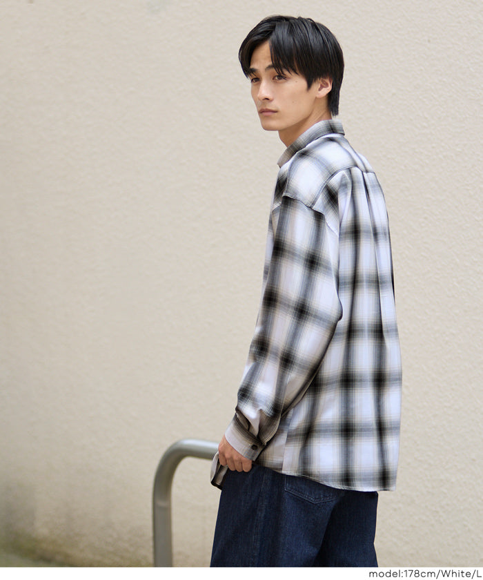 セール☆2490円→1990円 TRマドラスチェック長袖シャツ メンズ メール