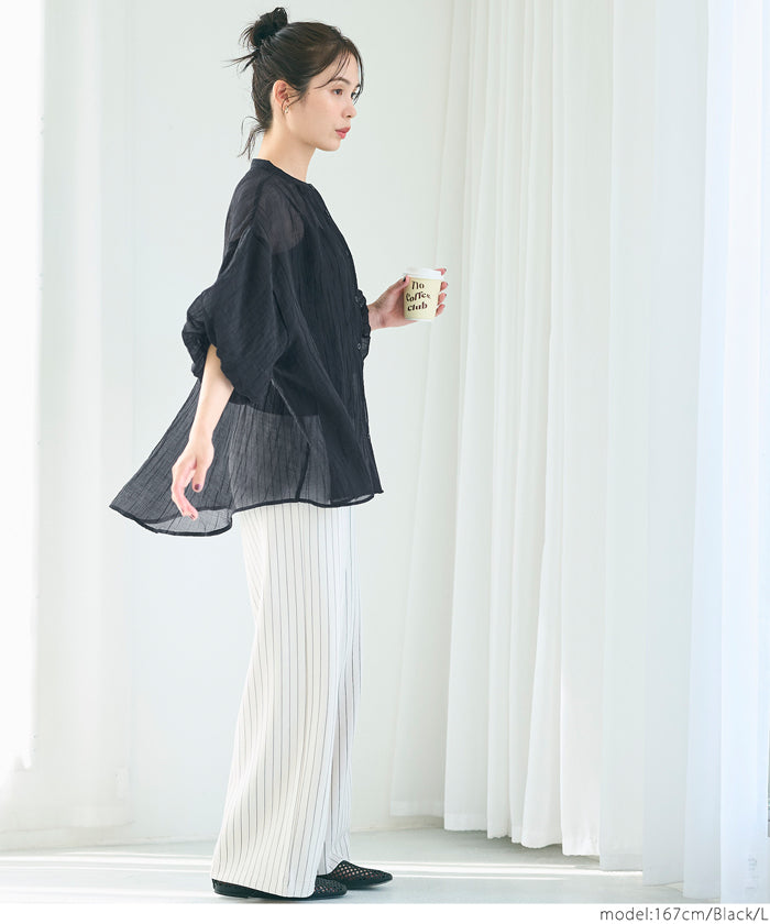 セール☆2490円→1690円 シアーボリュームブラウス レディース メール
