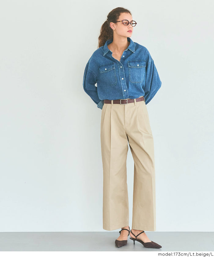 チノ 1/1〜福袋対象☆ タックワイドチノパンツ レディース メール便不可