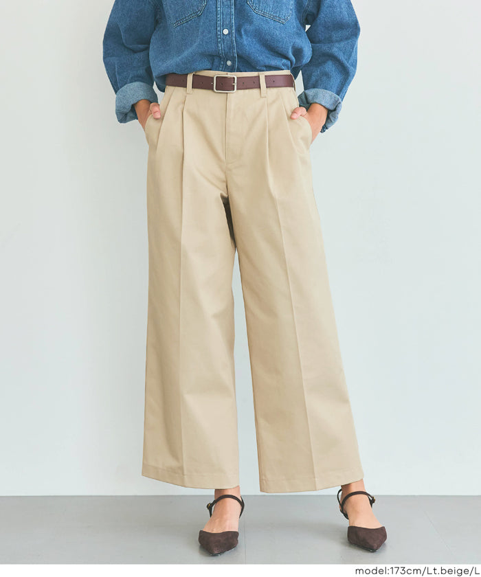 セール☆2990円→990円 タックワイドチノパンツ レディース メール便