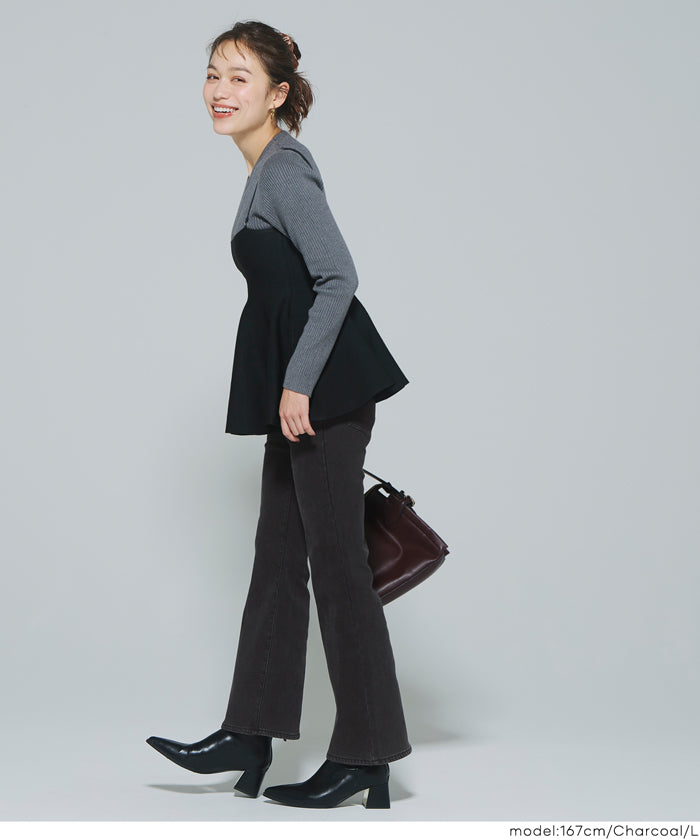 DAILY WARM】裏起毛デニムフレアパンツ レディース 送料無料/メール便