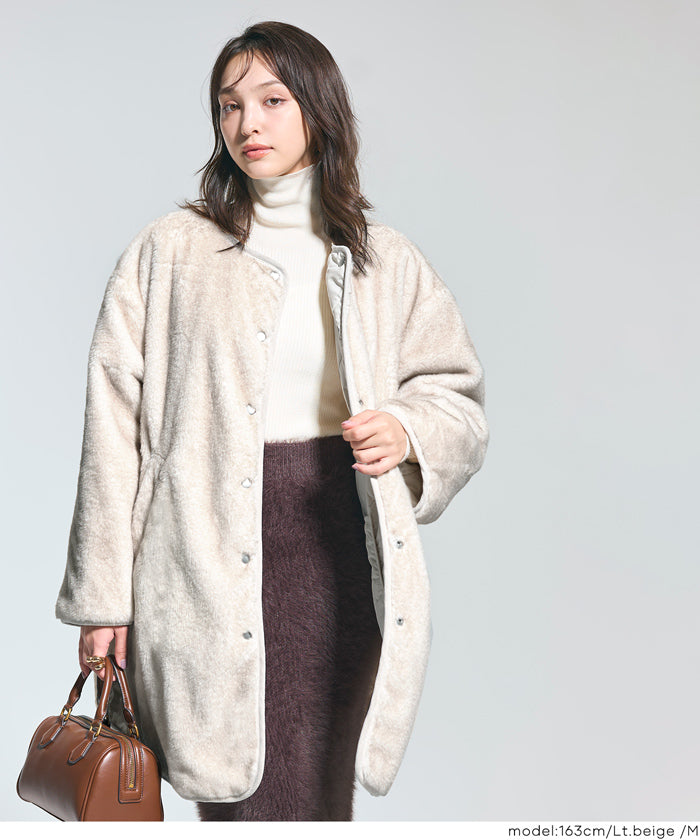 リバーシブルファーキルティングミドルコート ウォッシャブル