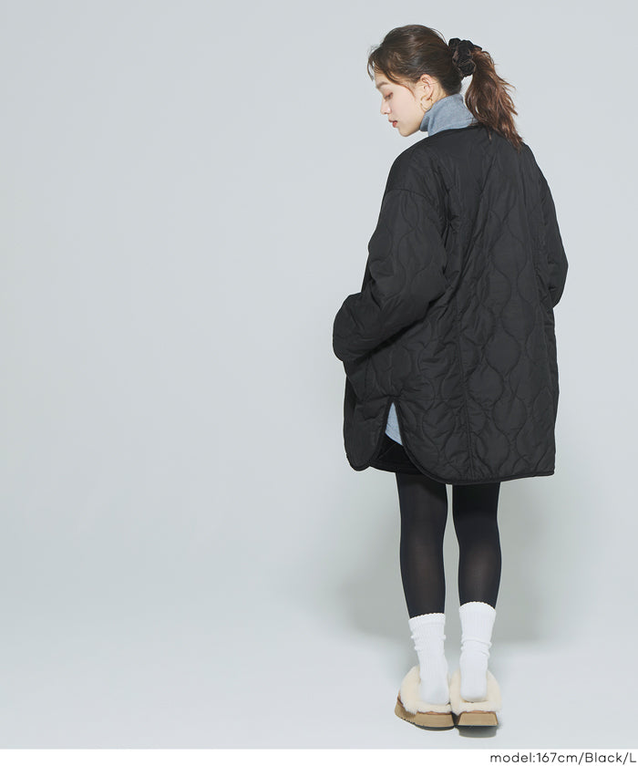 ウォッシャブル リバーシブルファーキルティングミドルコート