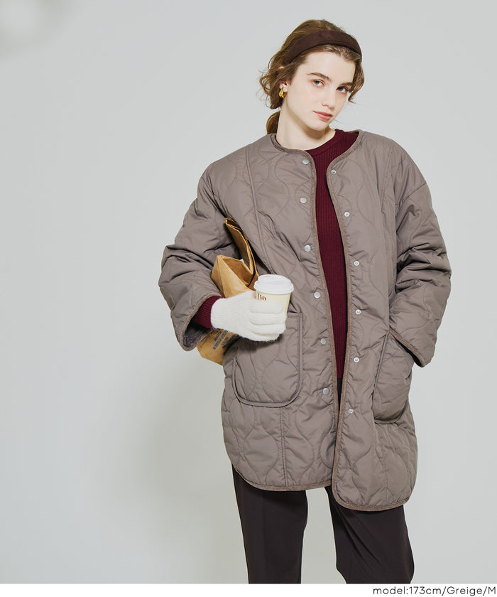 希少✨️ゆったり ZEALOUS デニム コート ファー キルティング ロング コート キルティングコート レディース 冬 裏起毛 裏ボア ロングコート