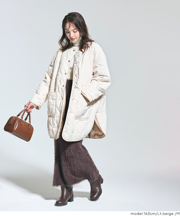 リバーシブルファーキルティングミドルコート ウォッシャブル