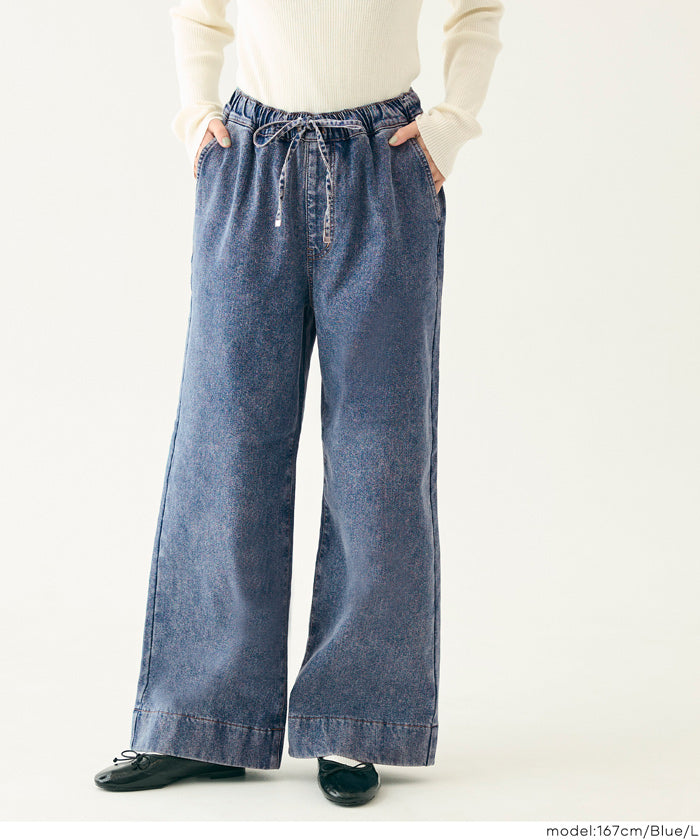セール☆3990円→2990円 【DAILY WARM】裏起毛デニムイージーパンツ