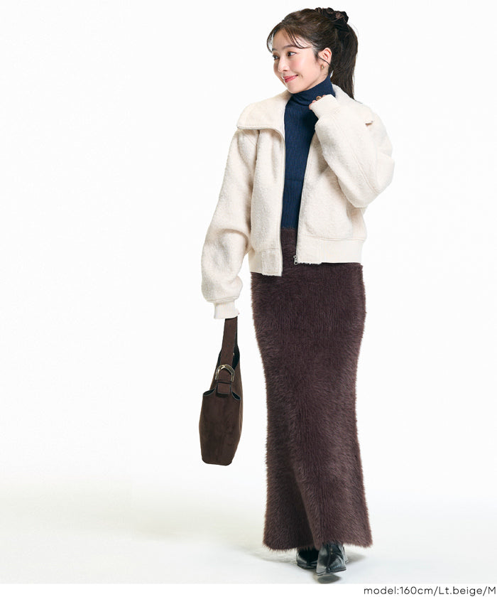 ウォッシャブル カーリーボアブルゾン レディース 送料無料/メール便