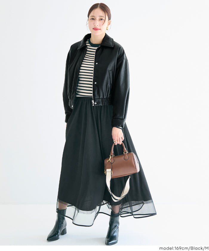 セール☆4990円→2490円 中綿フェイクレザージャケット レディース