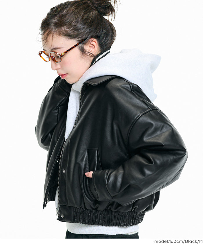 セール☆4990円→2490円 中綿フェイクレザージャケット レディース