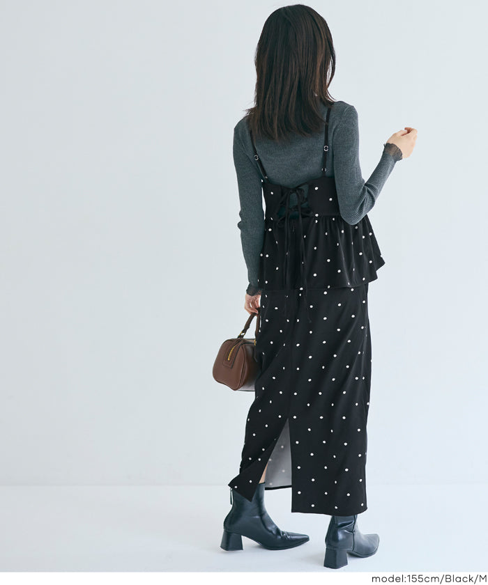 セール☆2690円→1990円 ドットペプラムワンピース レディース メール