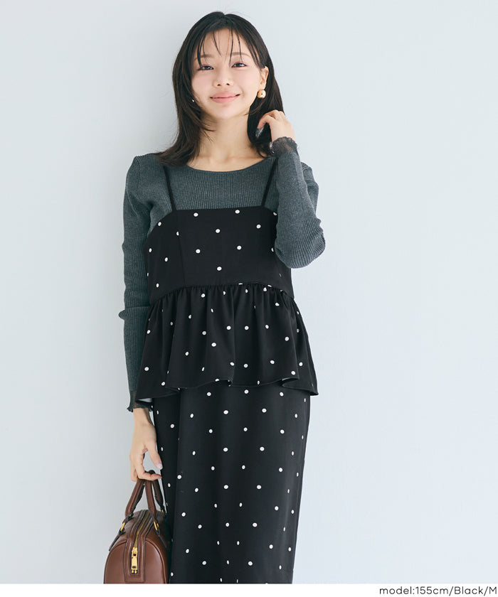 セール☆2690円→1990円 ドットペプラムワンピース レディース メール