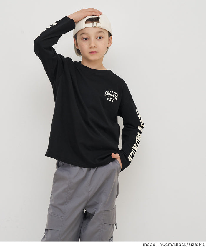 セール☆990円→590円袖プリント長袖Tシャツ キッズ メール便不可 