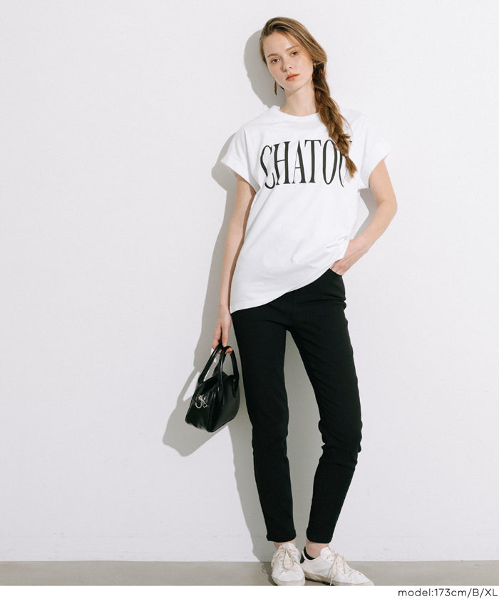 セール☆990円→550円 フレンチスリーブプリントTシャツ レディース