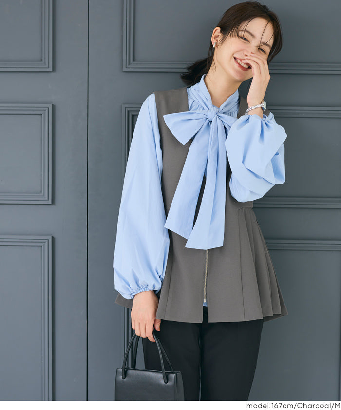 セール☆2990円→2490円 タックペプラムベスト レディース メール便