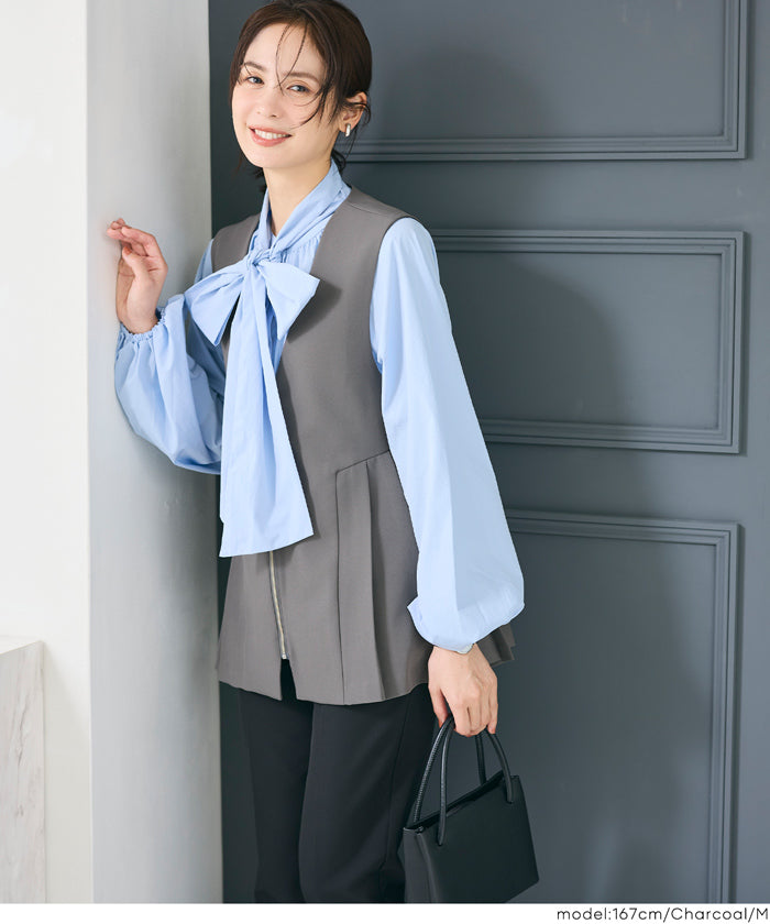 セール☆2990円→2490円 タックペプラムベスト レディース メール便