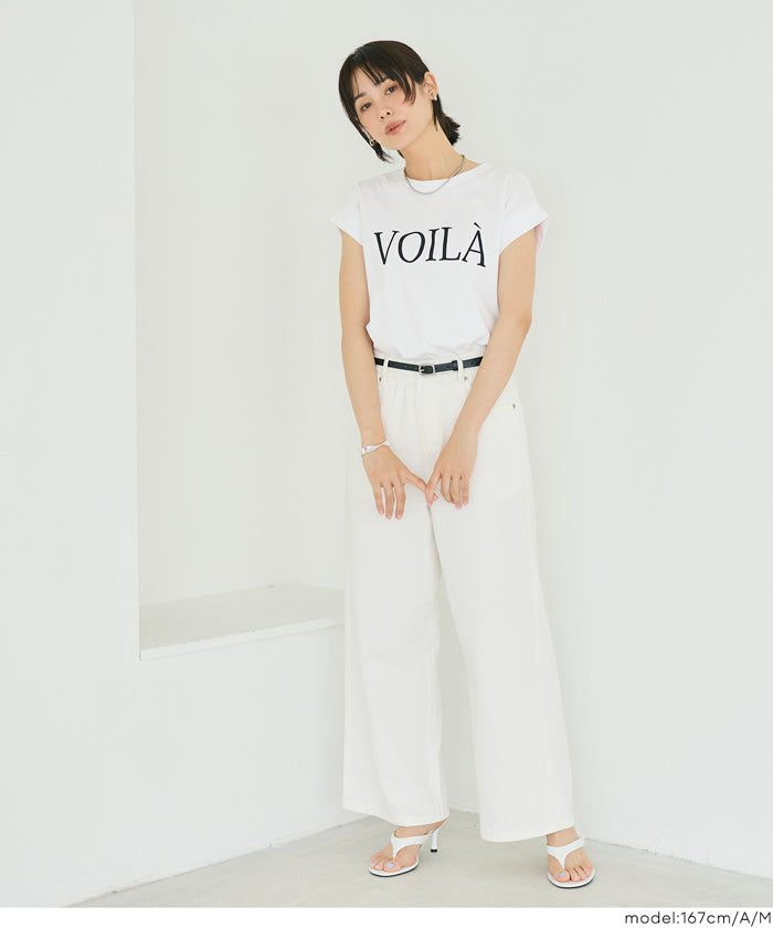 セール☆990円→790円 フレンチスリーブプリントTシャツ レディース