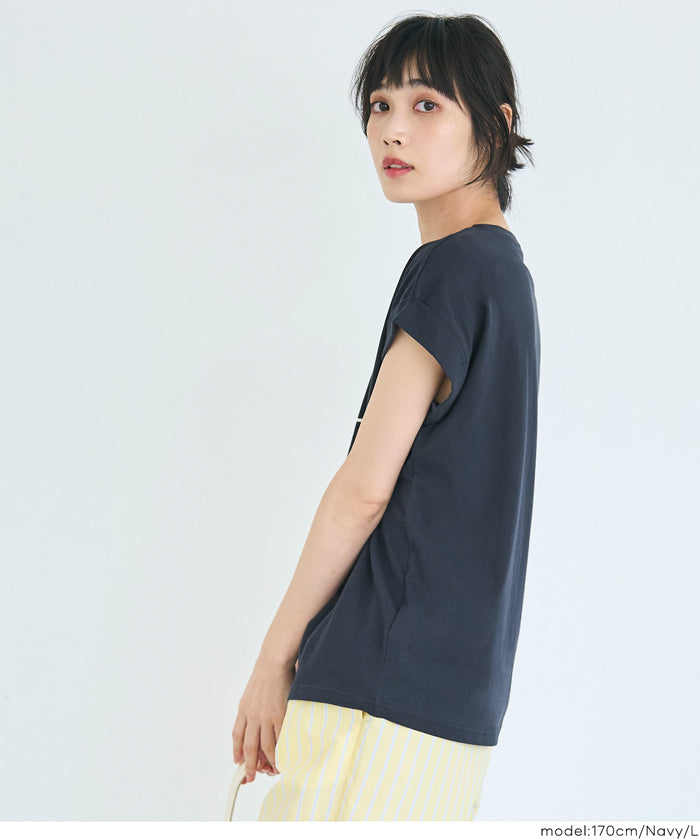 セール☆990円→790円 フレンチスリーブプリントTシャツ レディース