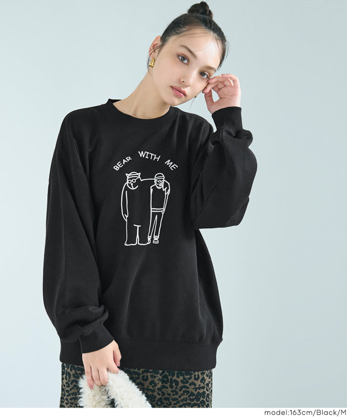 ヘビーウェイト裏毛ベアプリントトレーナー メンズ レディース メール