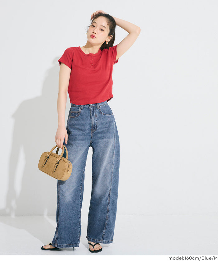 サマーデニムバギーカーブパンツ レディース メール便不可【田中里奈様
