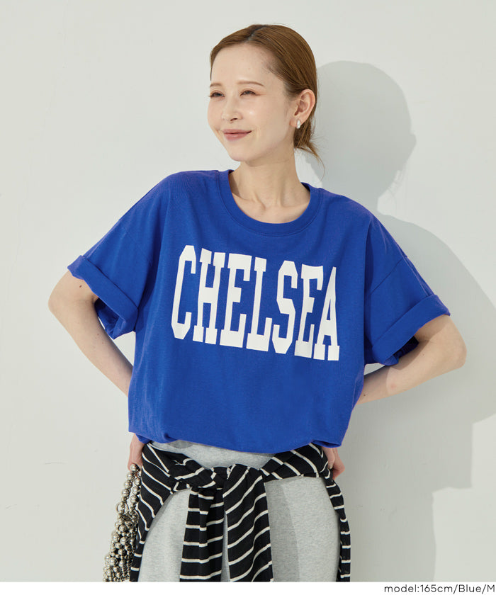 セール☆1290円→790円 テールカットカレッジビッグTシャツ レディース