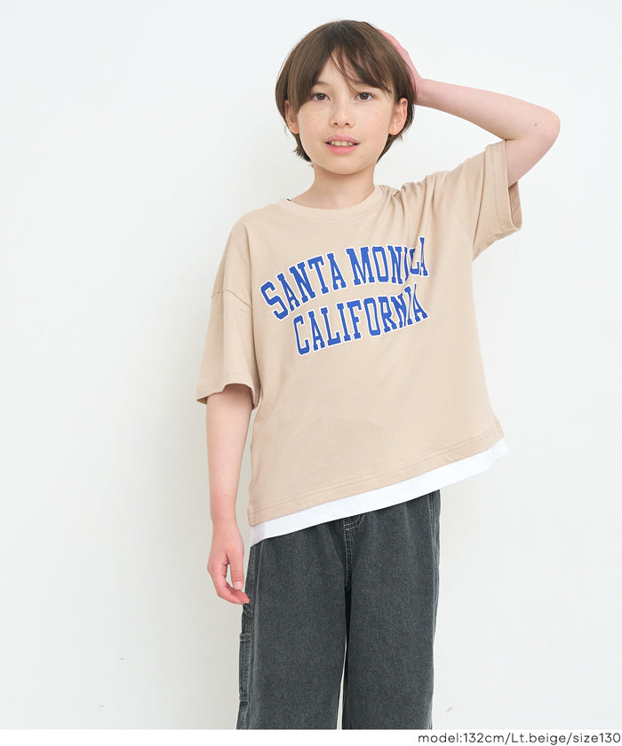 セール ☆890円→690円 レイヤードカレッジTシャツ キッズ メール便可