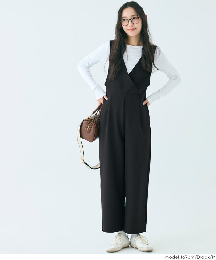 セール☆3990円→2990円 Vネックオールインワン レディース メール便
