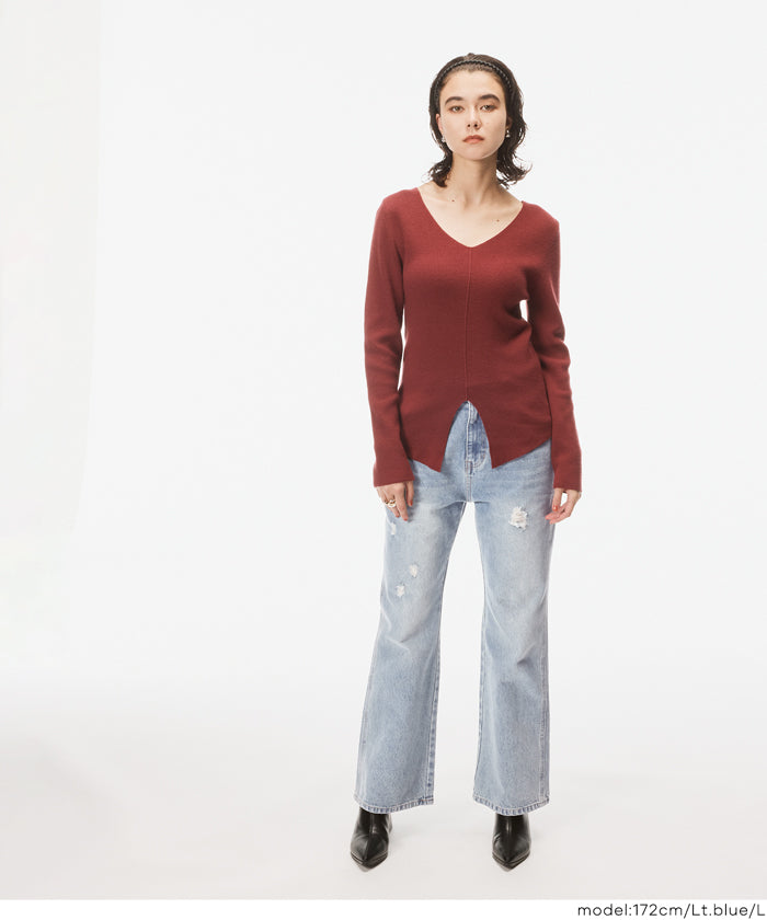 フレアクラッシュデニムパンツ レディース 送料無料/メール便