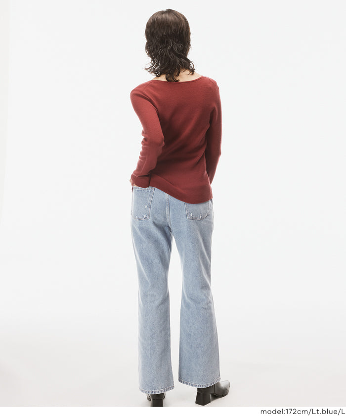 セール☆3990円→3490円 フレアクラッシュデニムパンツ レディース