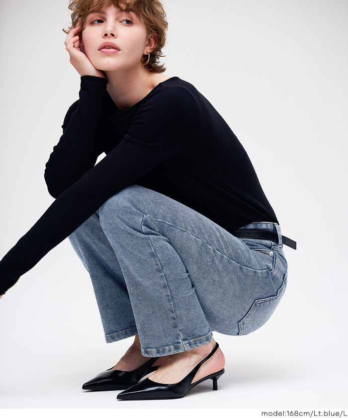 セール☆2990円→990円 ムーヴデニムスリムパンツ レディース メール便
