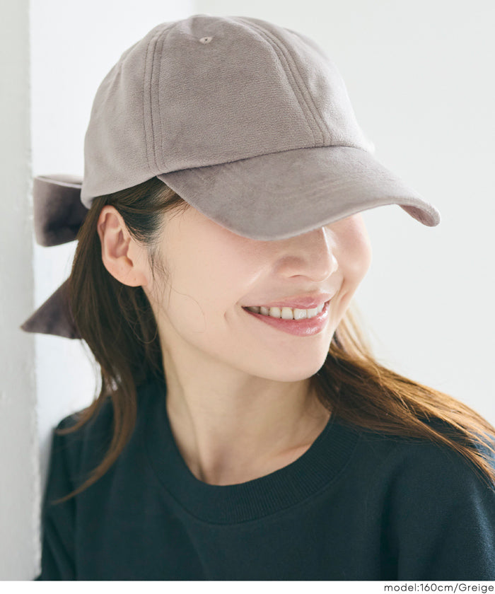 セール☆1490円→990円 ベロアリボンキャップ レディース メール便不可