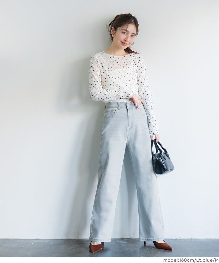 セール☆2990円→1990円 ムーヴデニムストレートパンツ レディース