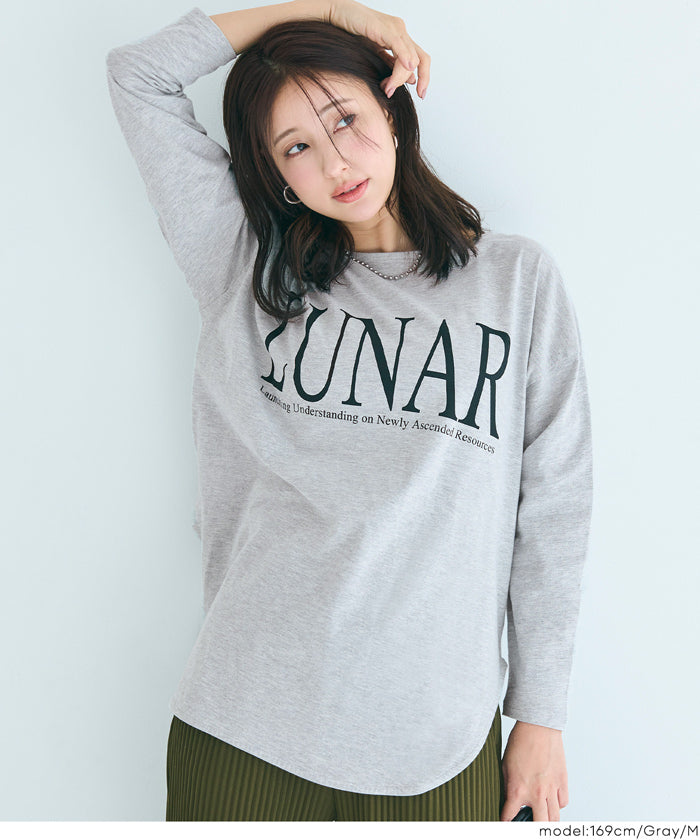 セール☆1290円→990円 ボートネックロゴロングTシャツ レディース