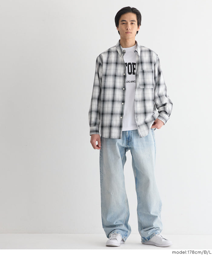 セール☆1990円→1490円メンズチェック長袖シャツ メンズ メール便不可