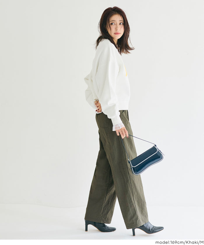 セール☆2990円→990円 【DAILY WARM】ナイロン微起毛タックパンツ