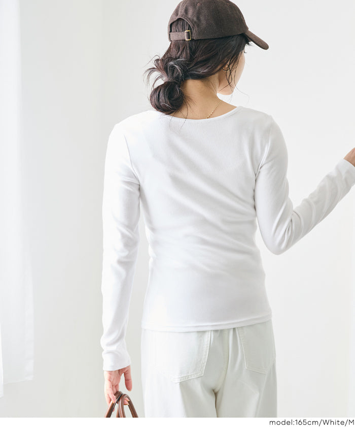 ヘンリーネックロングTシャツ レディース メール便不可【西山茉希様