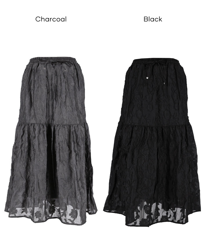 セール☆2990円→2490円ジャカードフラワーギャザースカート