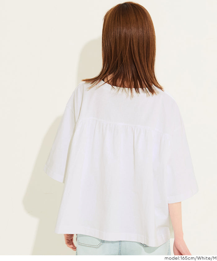 5分袖バックギャザーTシャツ レディース メール便不可 – coca公式ストア