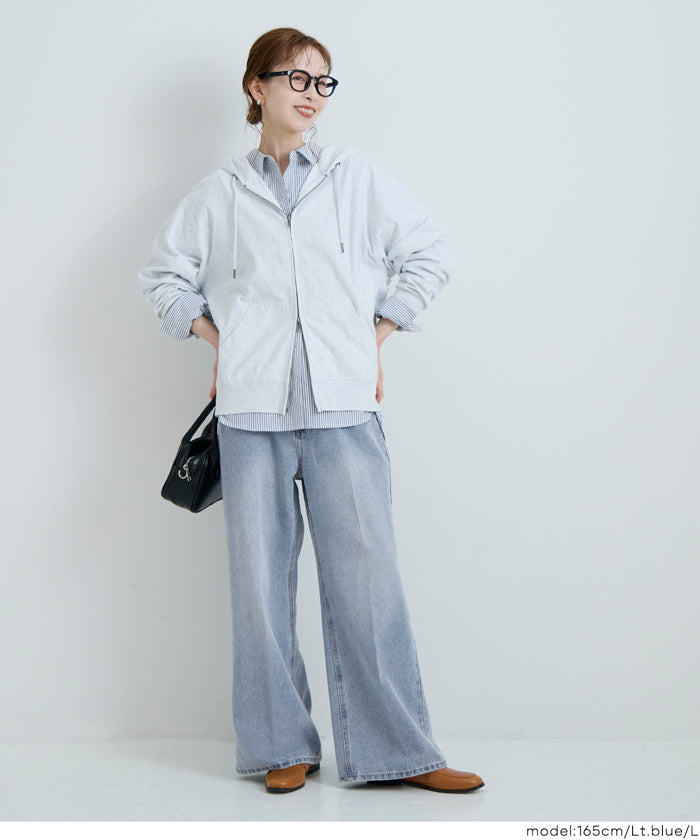 センタープレスストレートデニムパンツ レディース メール便不可