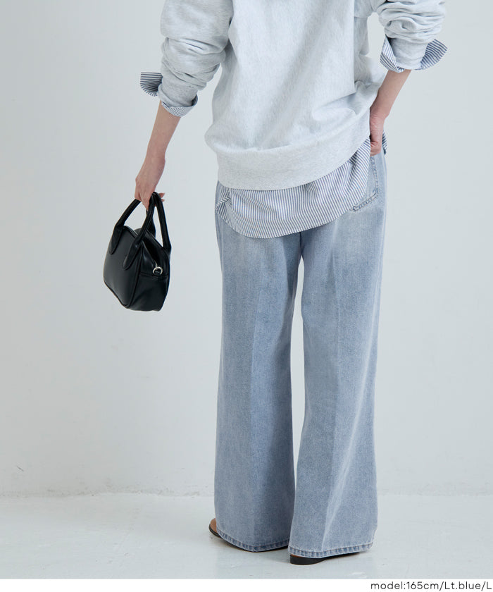 センタープレスストレートデニムパンツ レディース メール便不可 センタープレスストレートデニムパンツ レディース メール便不可