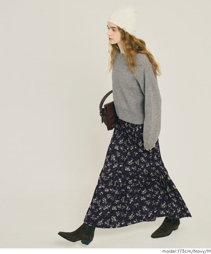 春先取りセール☆ 花柄プリーツロングスカート レディース メール便