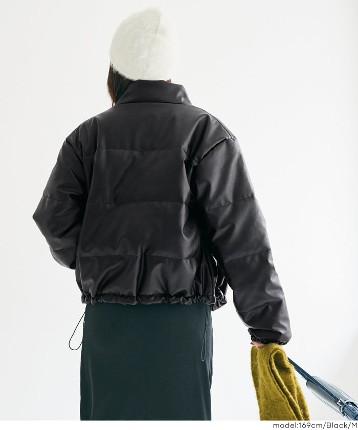 フェイクレザー中綿ジャケット レディース 送料無料/メール便不可