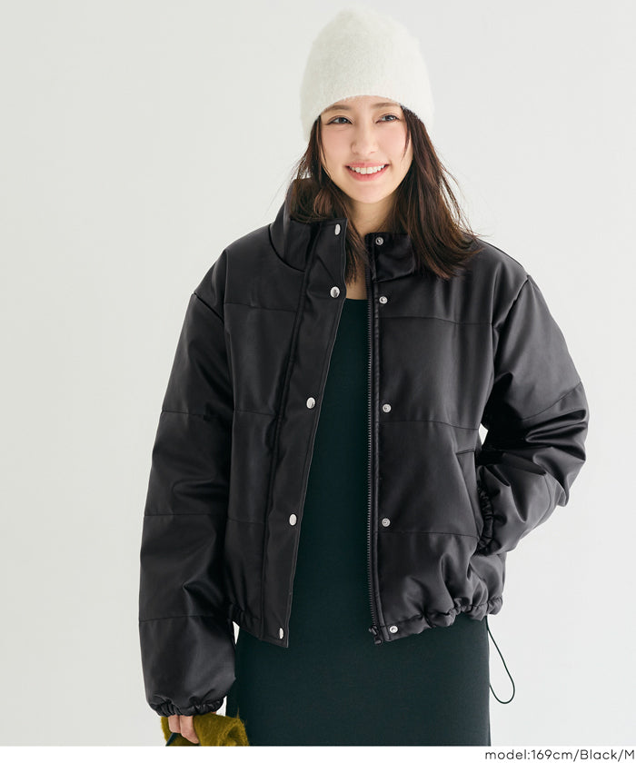 フェイクレザー中綿ジャケット レディース 送料無料/メール便不可