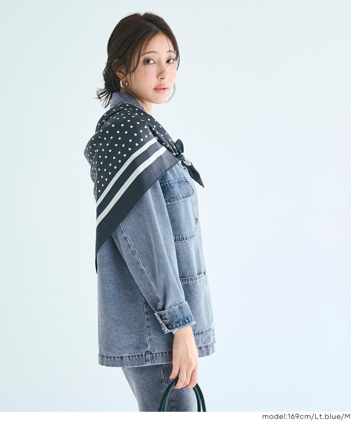 セール☆3990円→2990円デニムカバーオールジャケット レディース