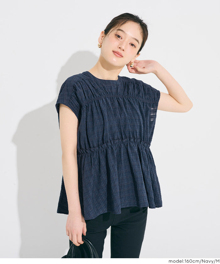 セール☆2490円→1990円 シアーチェックリボンブラウス レディース
