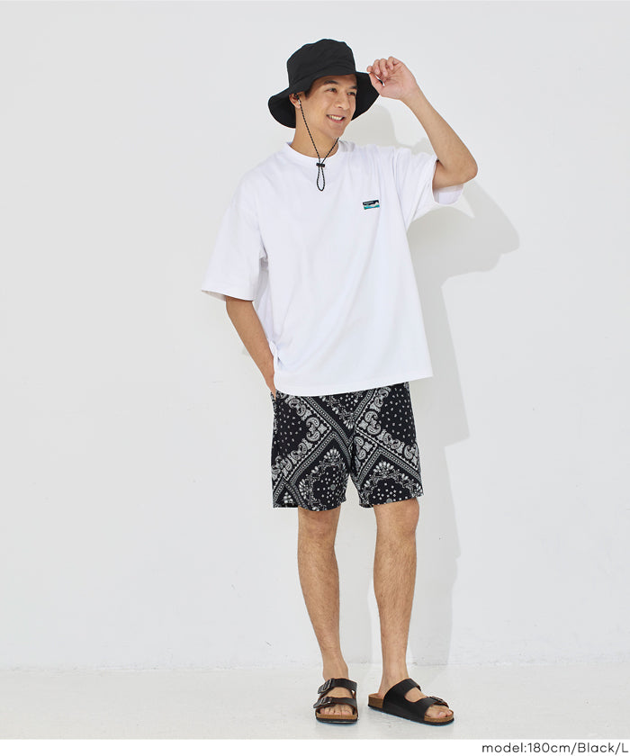 ワッシャーナイロンバンダナ柄ショートパンツ メンズ メール便不可