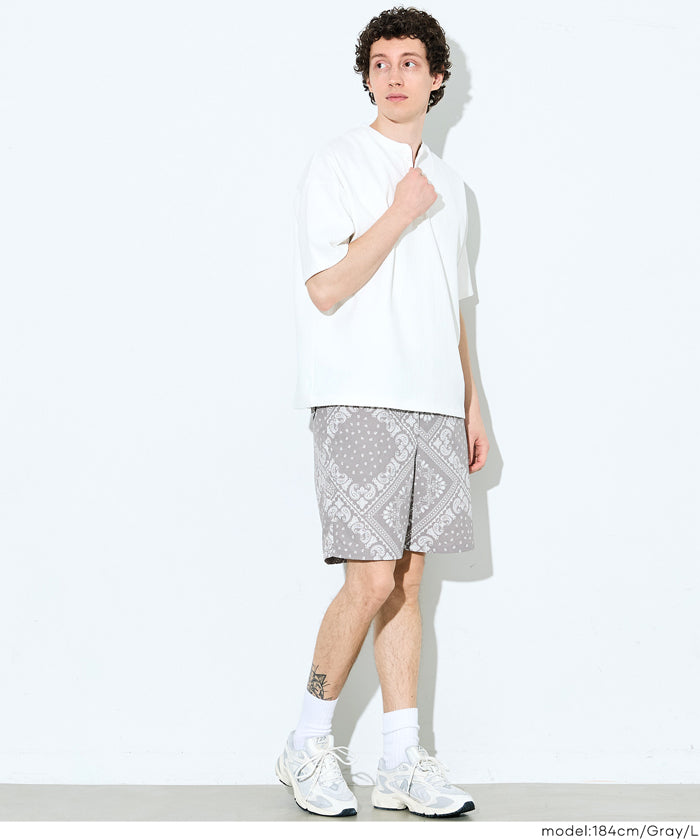 ワッシャーナイロンバンダナ柄ショートパンツ メンズ メール便不可