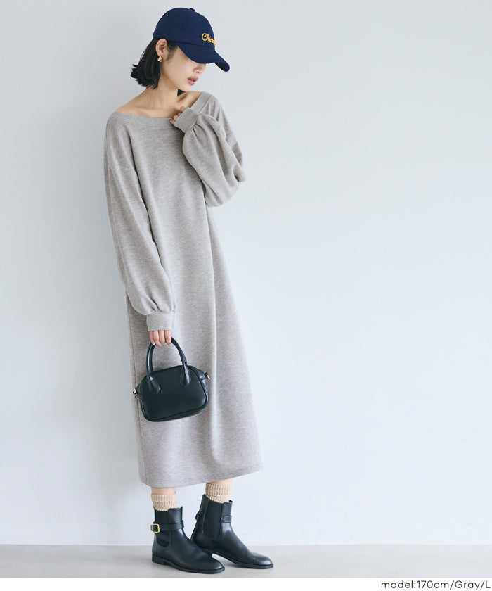 セール☆2690円→2490円 裏毛2wayオフショルダーワンピース レディース
