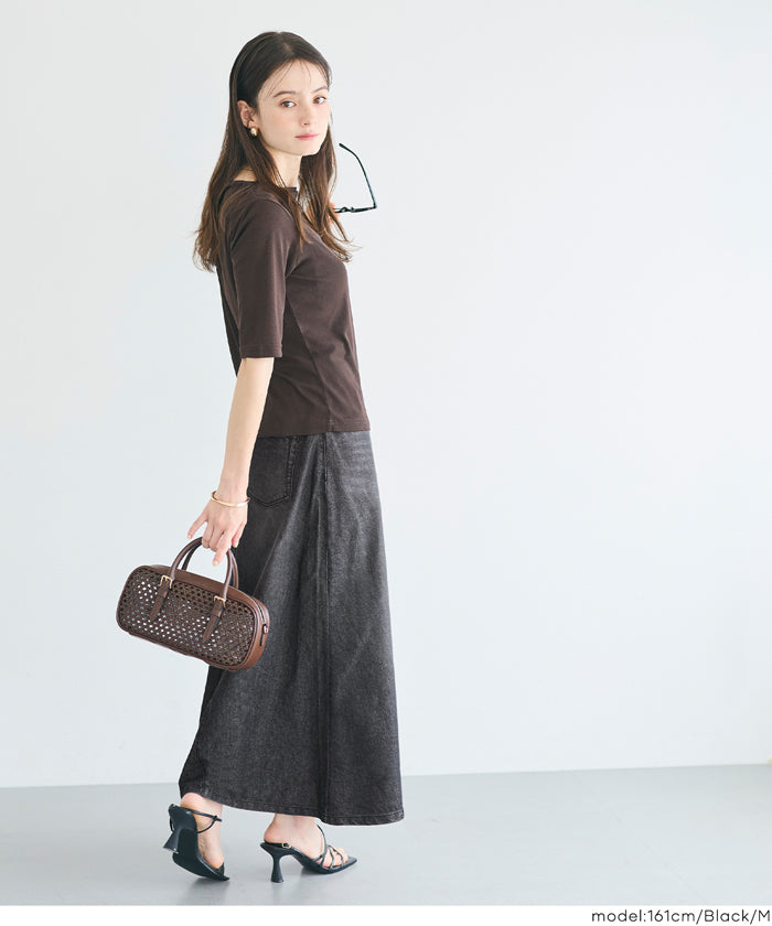 サマーデニムフレアスカート レディース メール便不可【伊藤千晃様着用