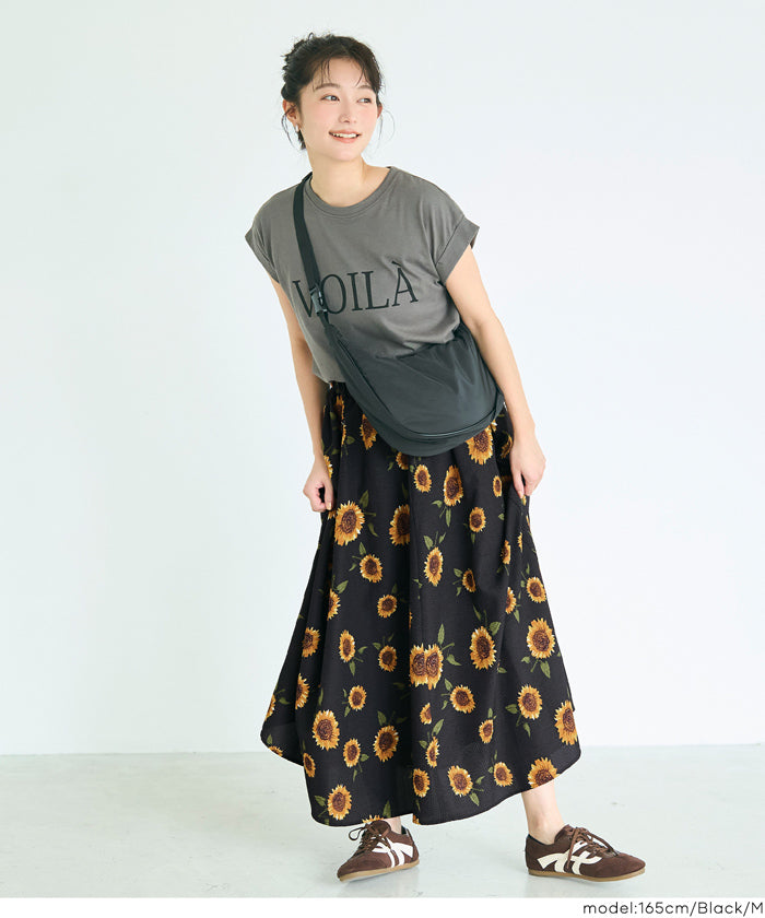セール☆1990円→1490円 シアサッカー総柄パネルスカート レディース